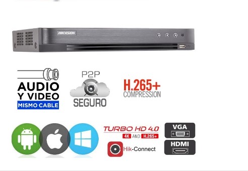 HIKVISION DVR 7208 HGHI K1 CON AUDIO FHD 8 CANALES