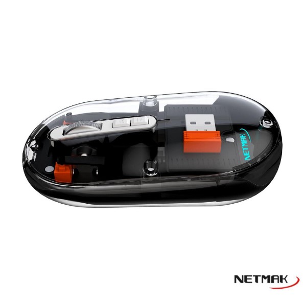 NETMAK NM-M670 MOUSE TRANSPARENTE 2.4GHZ BLUETOOTH 5.0 NEGRO