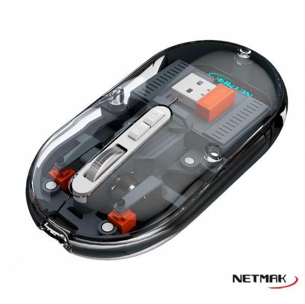 NETMAK NM-M670-S MOUSE TRANSPARENTE 2.4GHZ BLUETOOTH 5.0 GRIS