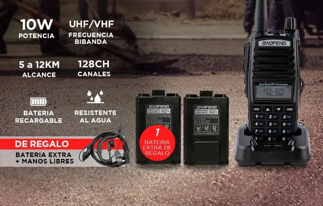 BAOFENG HANDY RADIO BF-82 10W BO-BAND 128CH HASTA 20KM