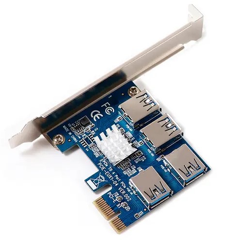 ADAPTADOR APCIE-USB - ADAPTADOR PCI-E X1 A 4x USB - MULTIPLICADOR RISER MINERIA / CRIPTO HUB USB