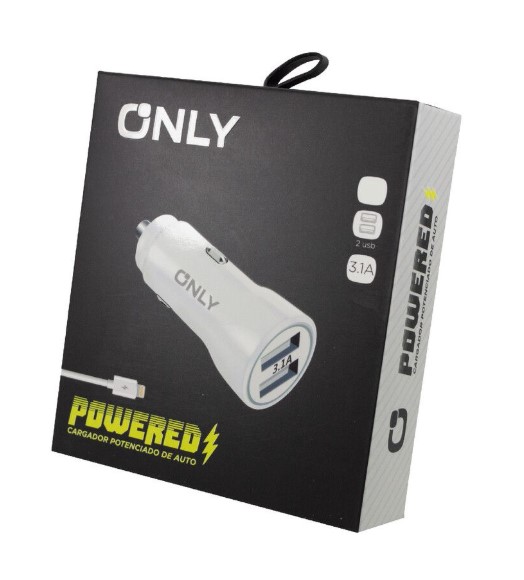 ONLY CARGADOR 12V 3.1A 2USB MOD35 POTENCIADO + CABLE IPHONE LIGHTNING