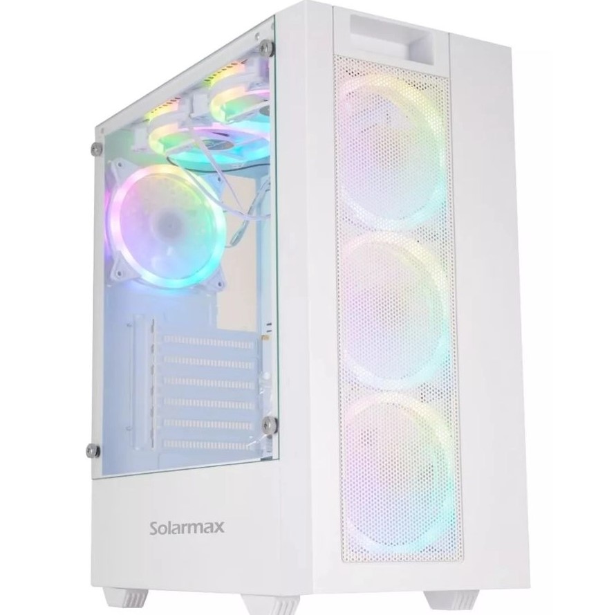 SOLARMAX CM-5920 GABINETE GAMER WHITE + 6 COOLERS RGB