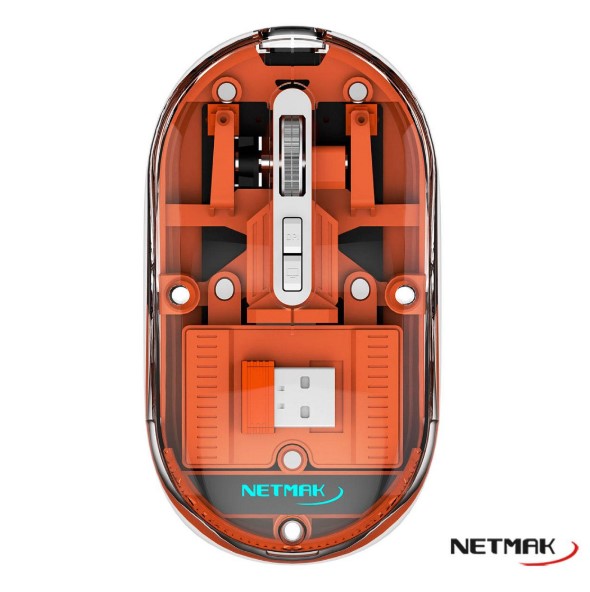 NETMAK NM-M670-O MOUSE TRANSPARENTE 2.4GHZ BLUETOOTH 5.0 NARANJA