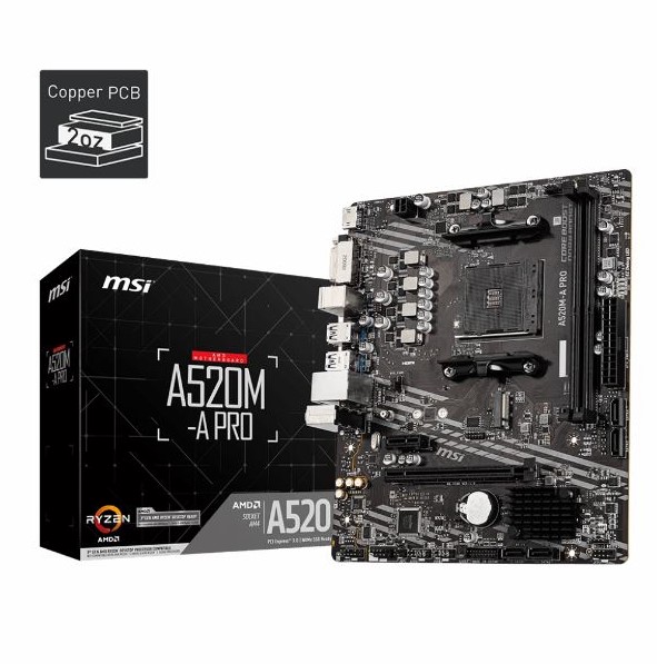 MOTHER MSI A520M-A PRO DDR4 AM4 SERIES 3000/4000/5000