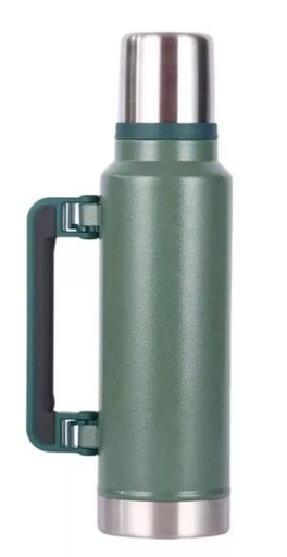 [9351] FLASK TERMO ACERO 1.2LT PICO CEBADOR VERDE LISO