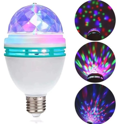 [1011] Lampara Giratoria Luces Party RGB E27 220v Bolichera Fiesta