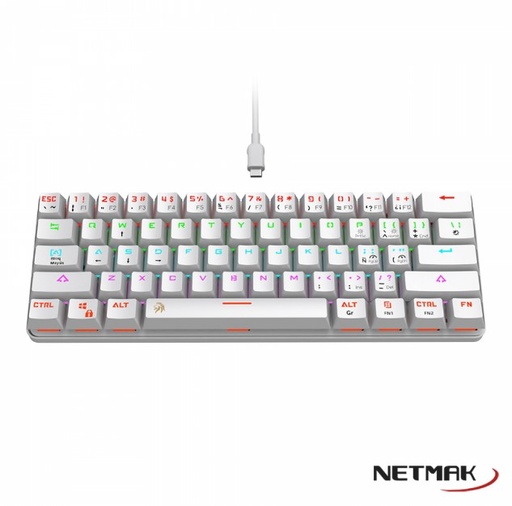 [8855] NETMAK NM-DOMINATE TECLADO GAMER MECANICO 60% BLANCO