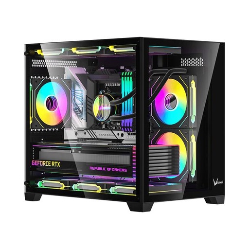 [9922] FORMULA V GABINETE GAMER CRYSTAL Z5 BLACK MATX + 1 FAN FRGB