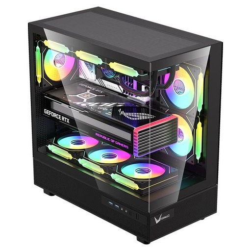 [9929] FORMULA V GABINETE GAMER CRYSTAL Z8 COSMIC BLACK ATX + 6 FANS FRGB