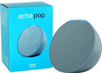 [9846] PARLANTE AMAZON ECHO POP SMART ASISTENTE VIRTUAL DUAL BAND WIFI 5 MICRFONO BLUETOOTH INCLUYE TRANSFORMADOR 12V 1.25A 4.0X1.7MM MIDNIGHT TEAL