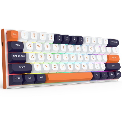 [9938] REDRAGON TECLADO MECÁNICO FIDD K683 BLANCO NARANJA NEGRO LED RGB MAGNETICO 60% USB